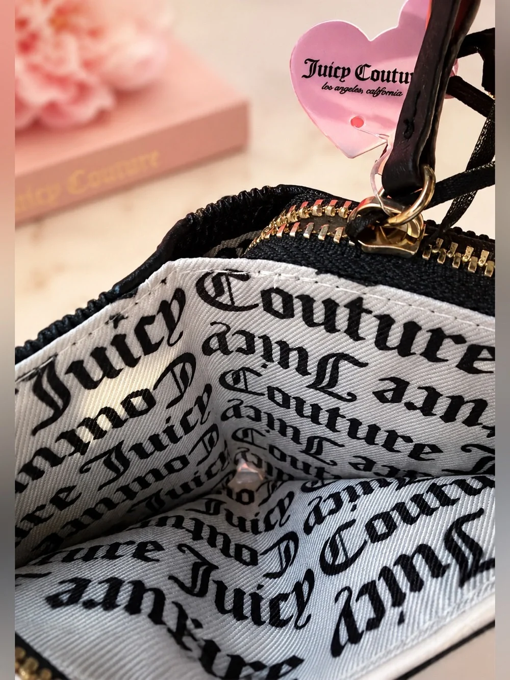 Juicy Couture Black Checkered Wallet Coin Purse Y2K - Picture 3 of 6